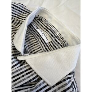 Robert Graham Dress Shirt Mens Sz 18 46 Black White Stripe Business Preppy
